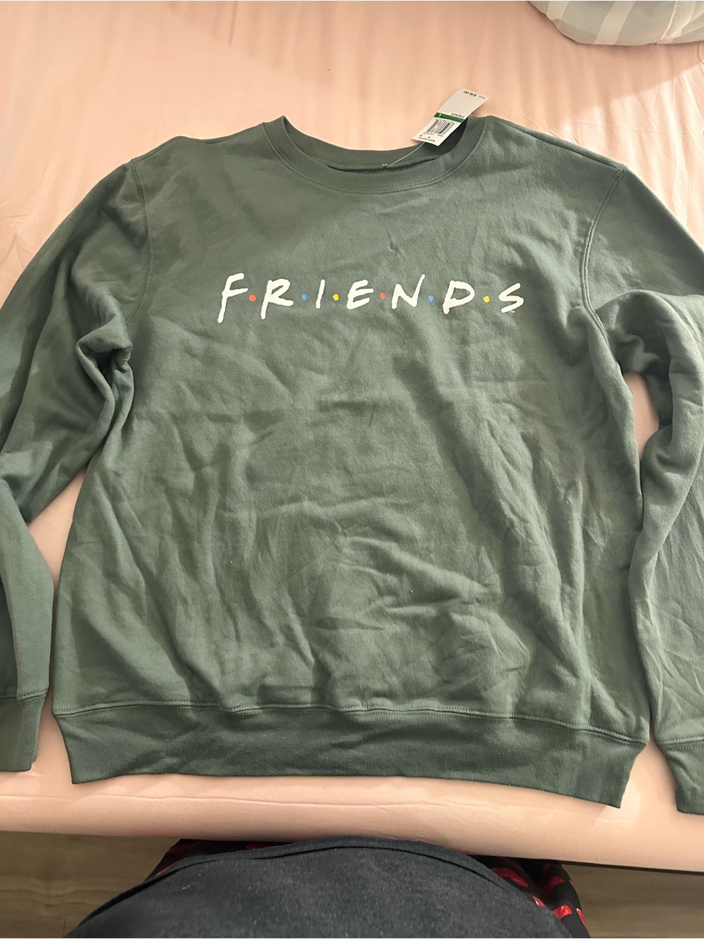 Love Tribe Men's Crewneck Sweatshirt - Olive Green with FRIENDS Logo